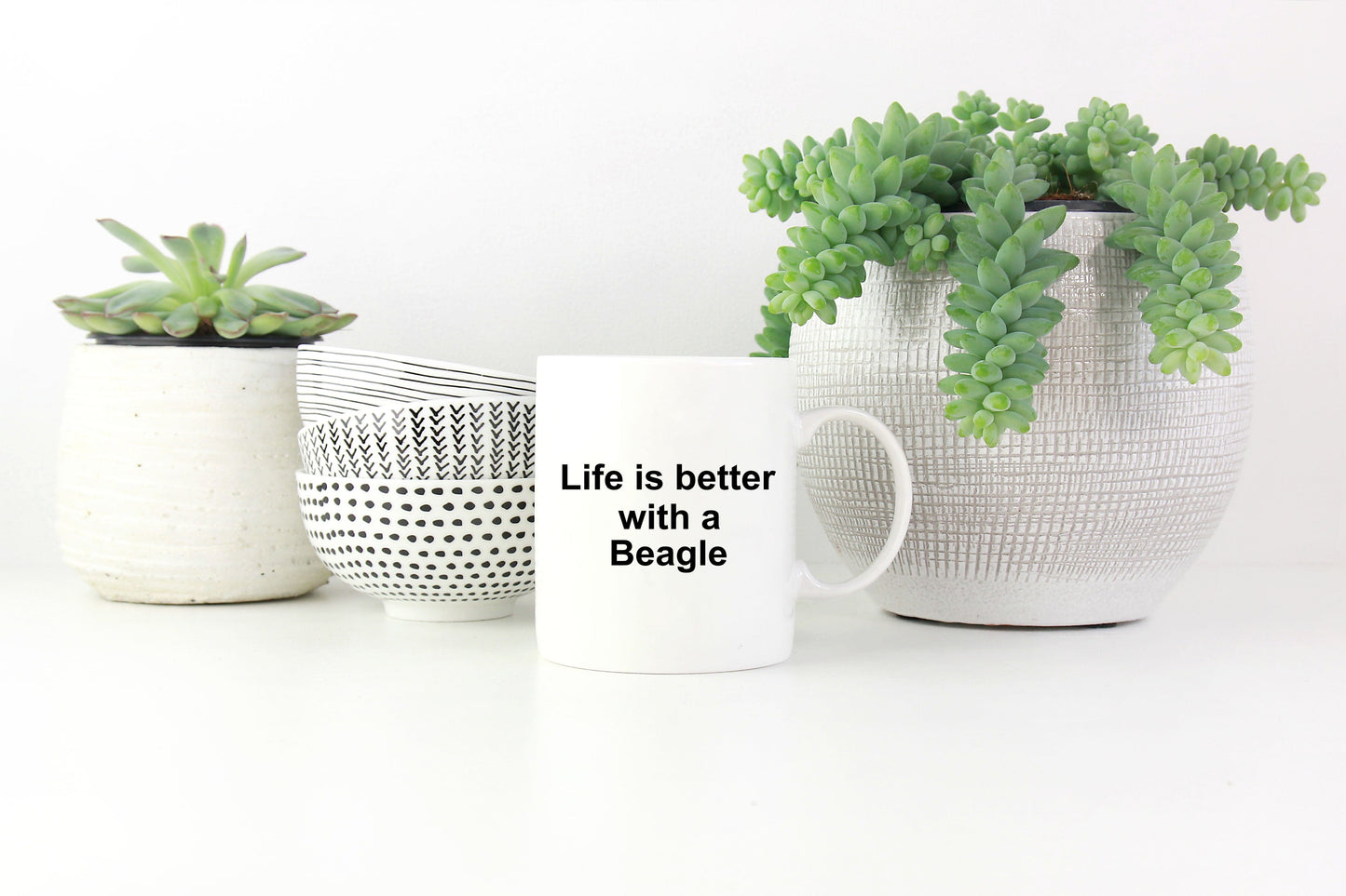 Beagle Dog Lover Gift Life is Better White Ceramic Coffee Mug