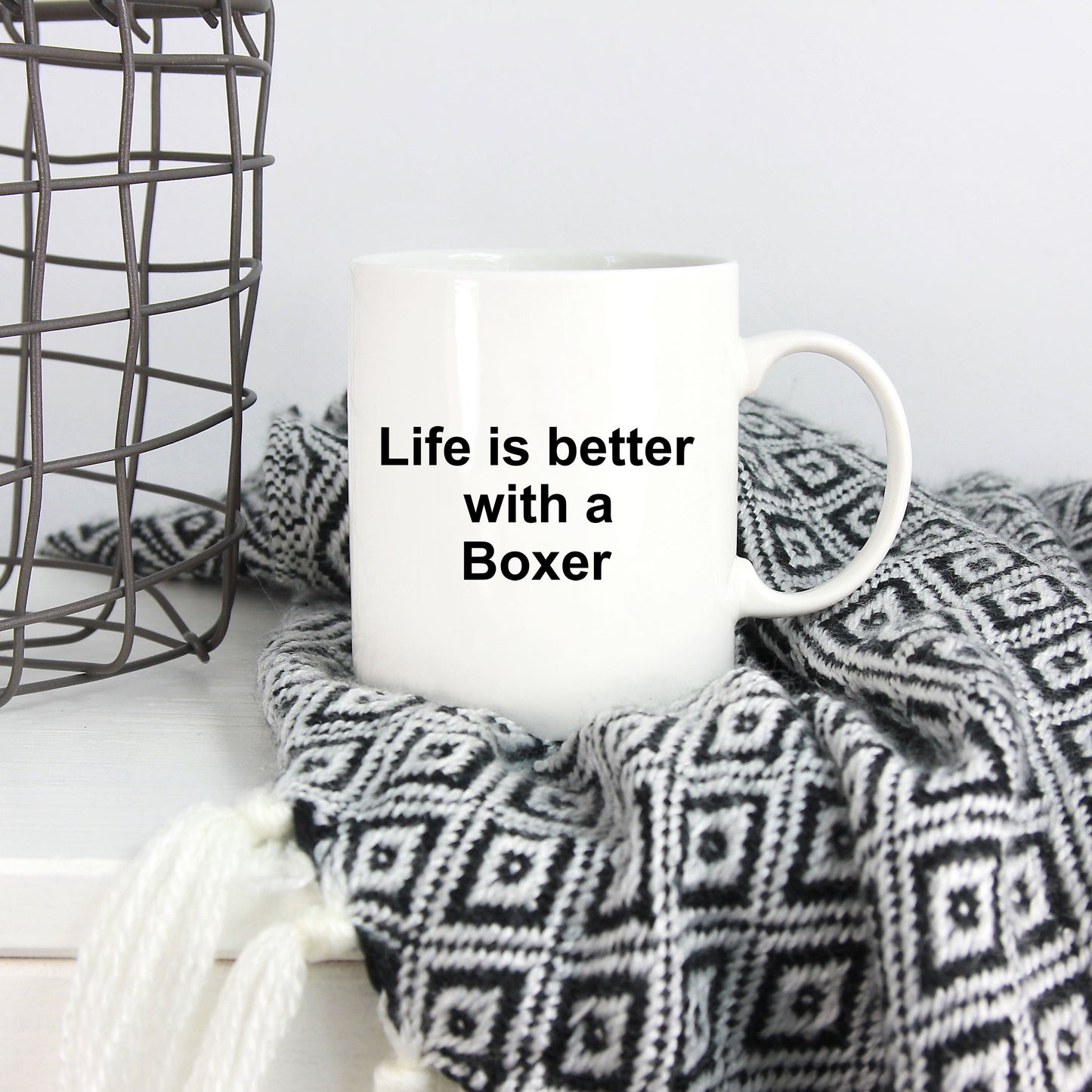 Boxer Dog Owner Lover Gift Life is Better White Ceramic Coffee Mug