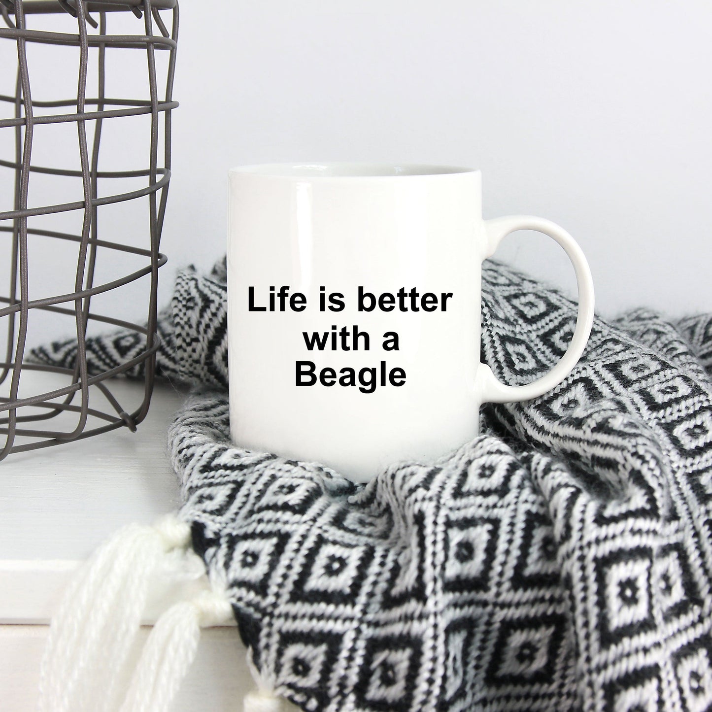 Beagle Dog Lover Gift Life is Better White Ceramic Coffee Mug