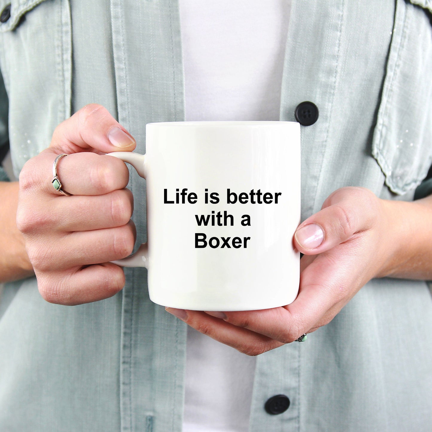 Boxer Dog Owner Lover Gift Life is Better White Ceramic Coffee Mug