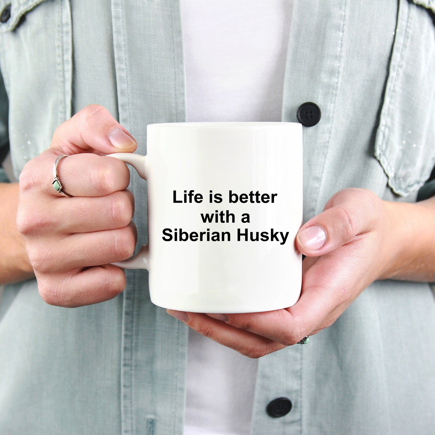 Funny Siberian Husky Dog Lover Gift Life is Better White Ceramic Coffee Mug