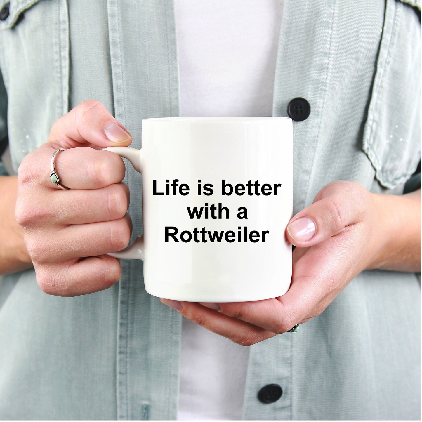 Rottweiler Dog Lover Funny Gift Life is Better White Ceramic Coffee Mug