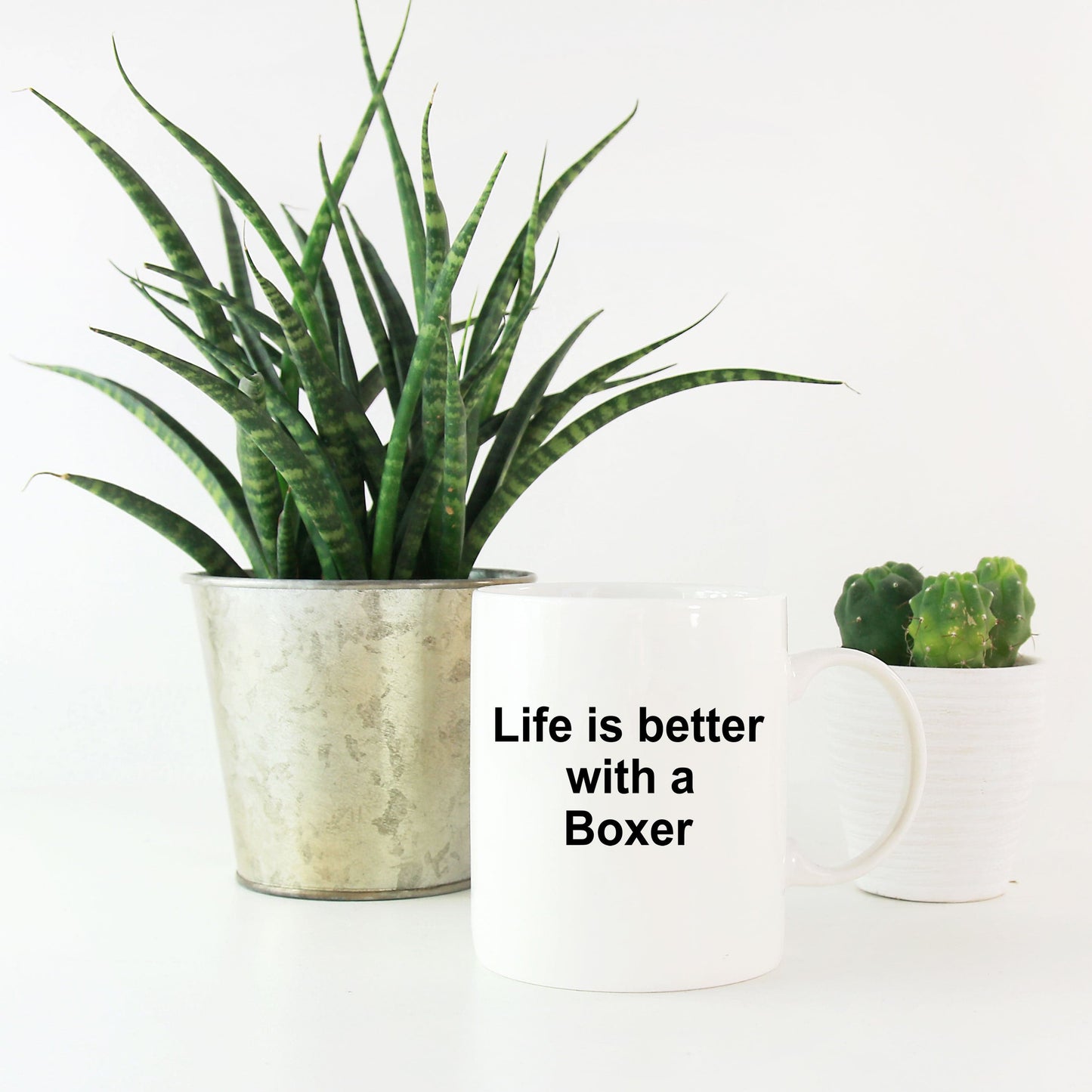 Boxer Dog Owner Lover Gift Life is Better White Ceramic Coffee Mug