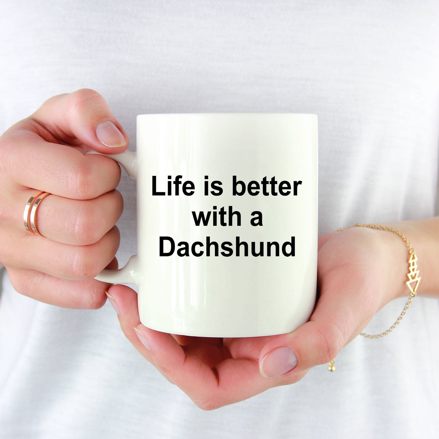 Funny Dachshund Dog Lover Gift Life is Better White Ceramic Coffee Mug