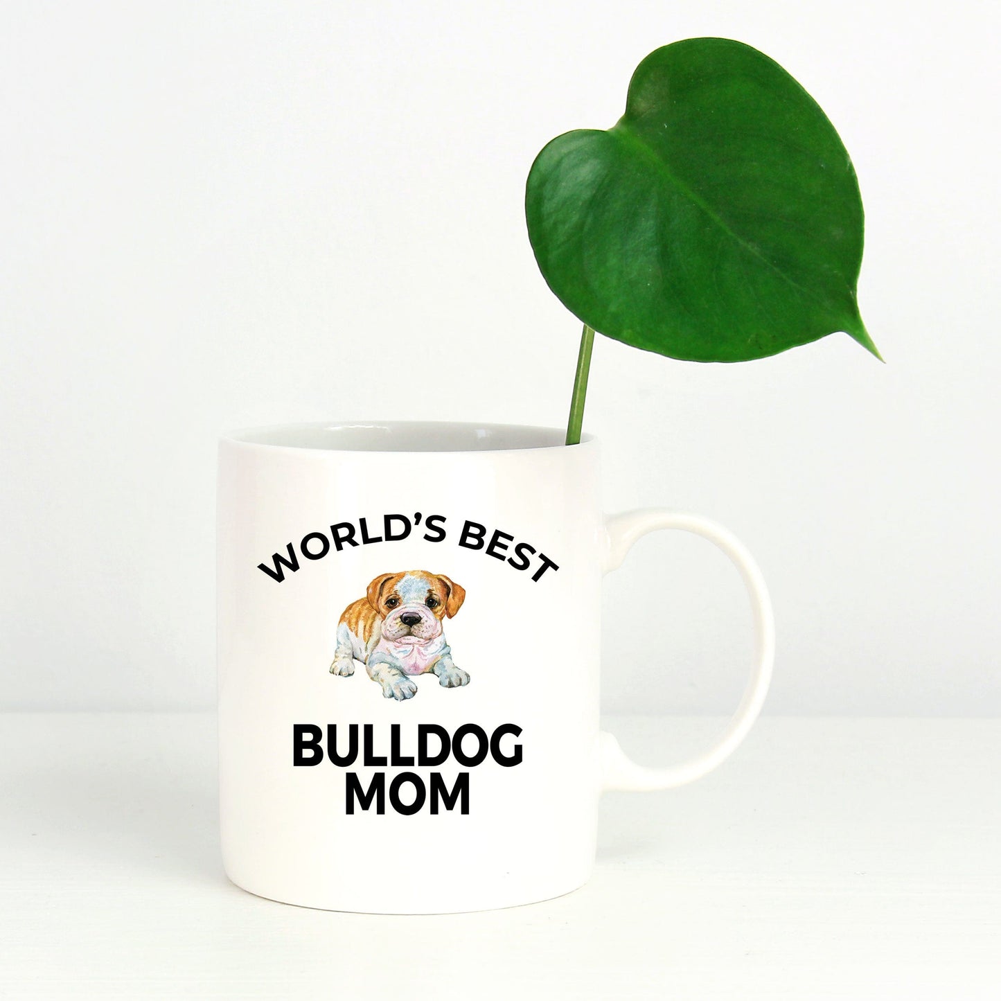 Bulldog Puppy Dog Lover Gift World's Best Mom Birthday Mother's Day White Ceramic Coffee Mug