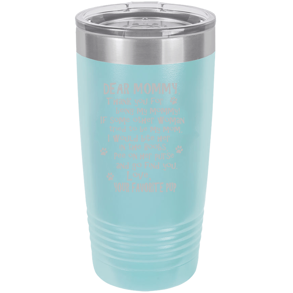 Funny Dog Mommy Polar Camel - 20 oz Ringneck Tumbler {Laser Etched No Colored Art}