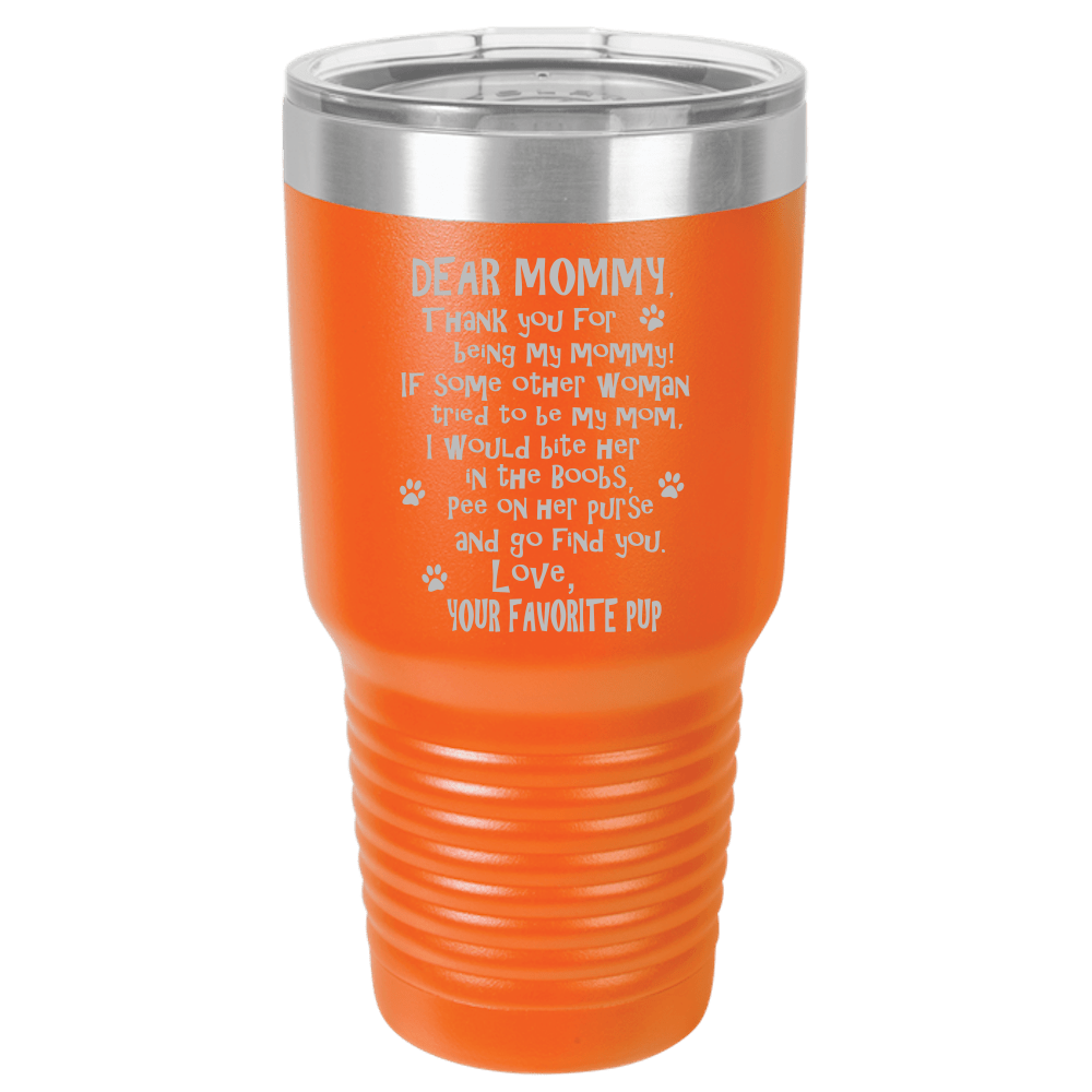 Funny Dog Mommy Polar Camel - 30 oz Ringneck Tumbler {Laser Etched No Colored Art}
