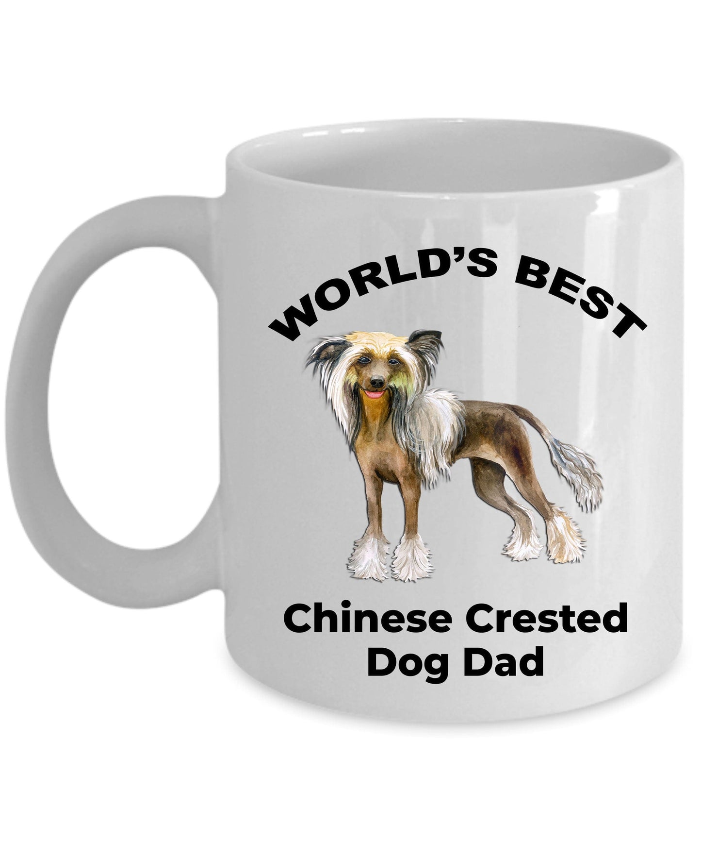 Chinese Crested World's Best Dog Dad ceramic coffee mug