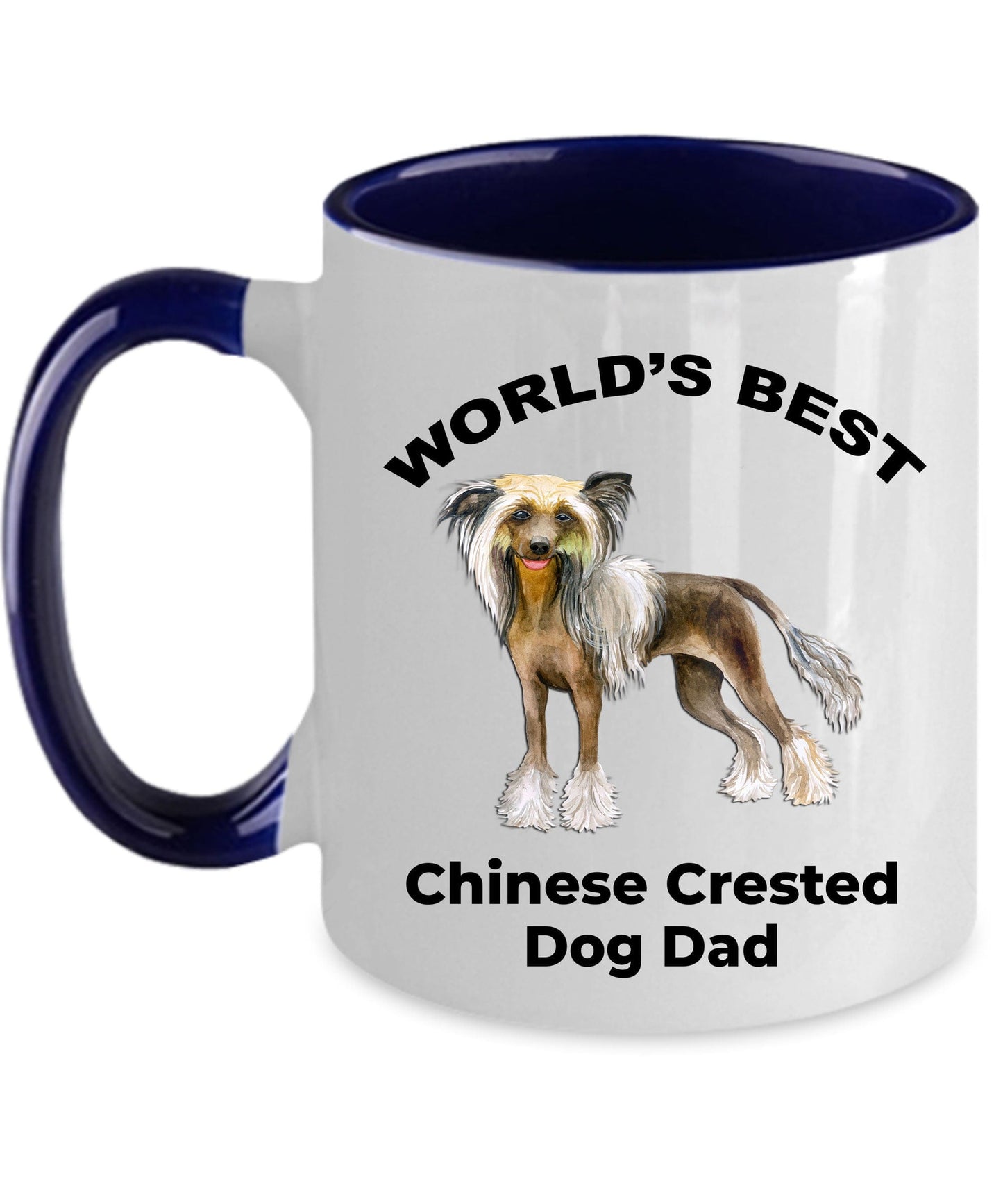 Chinese Crested World's Best Dog Dad ceramic coffee mug