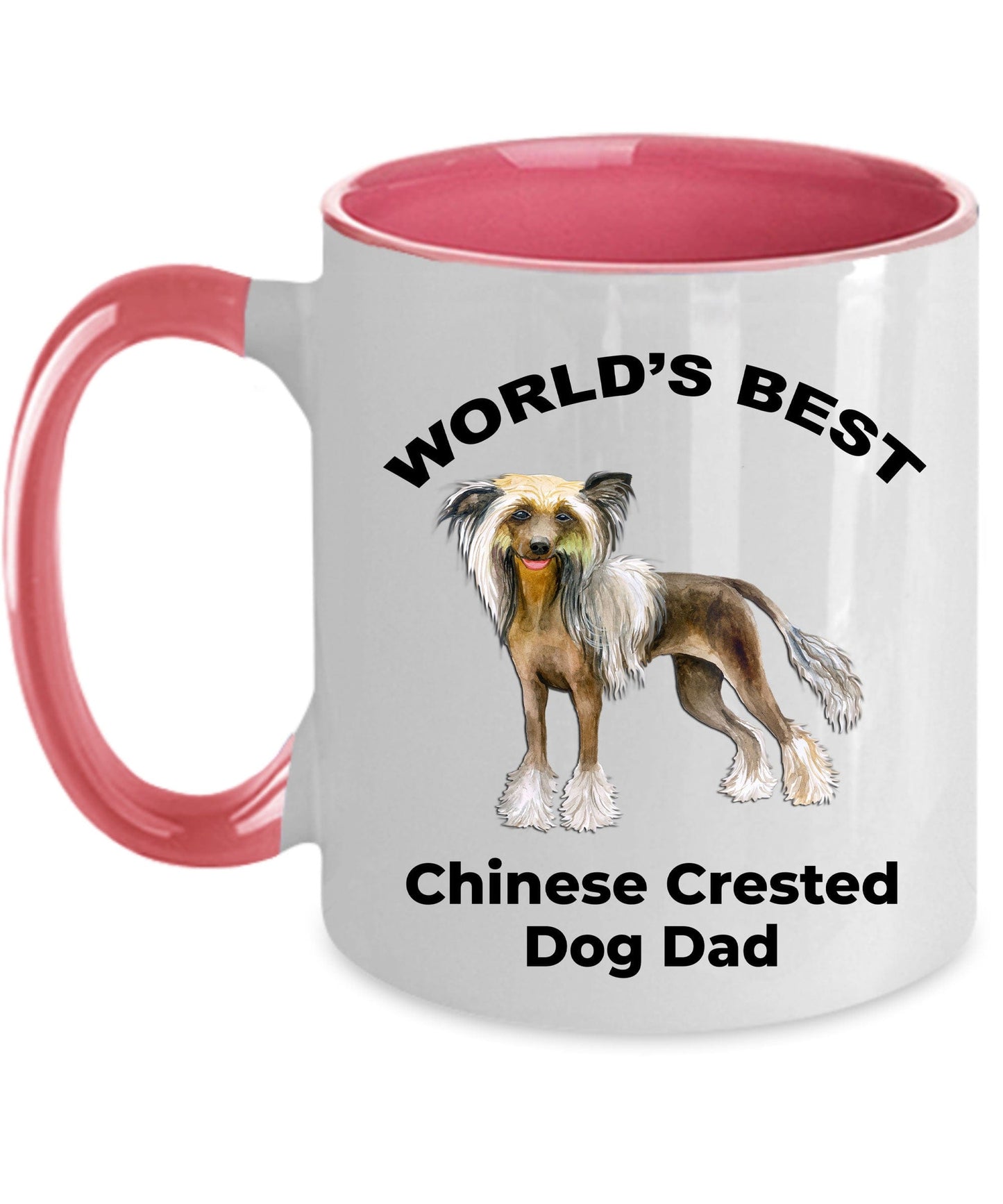 Chinese Crested World's Best Dog Dad ceramic coffee mug