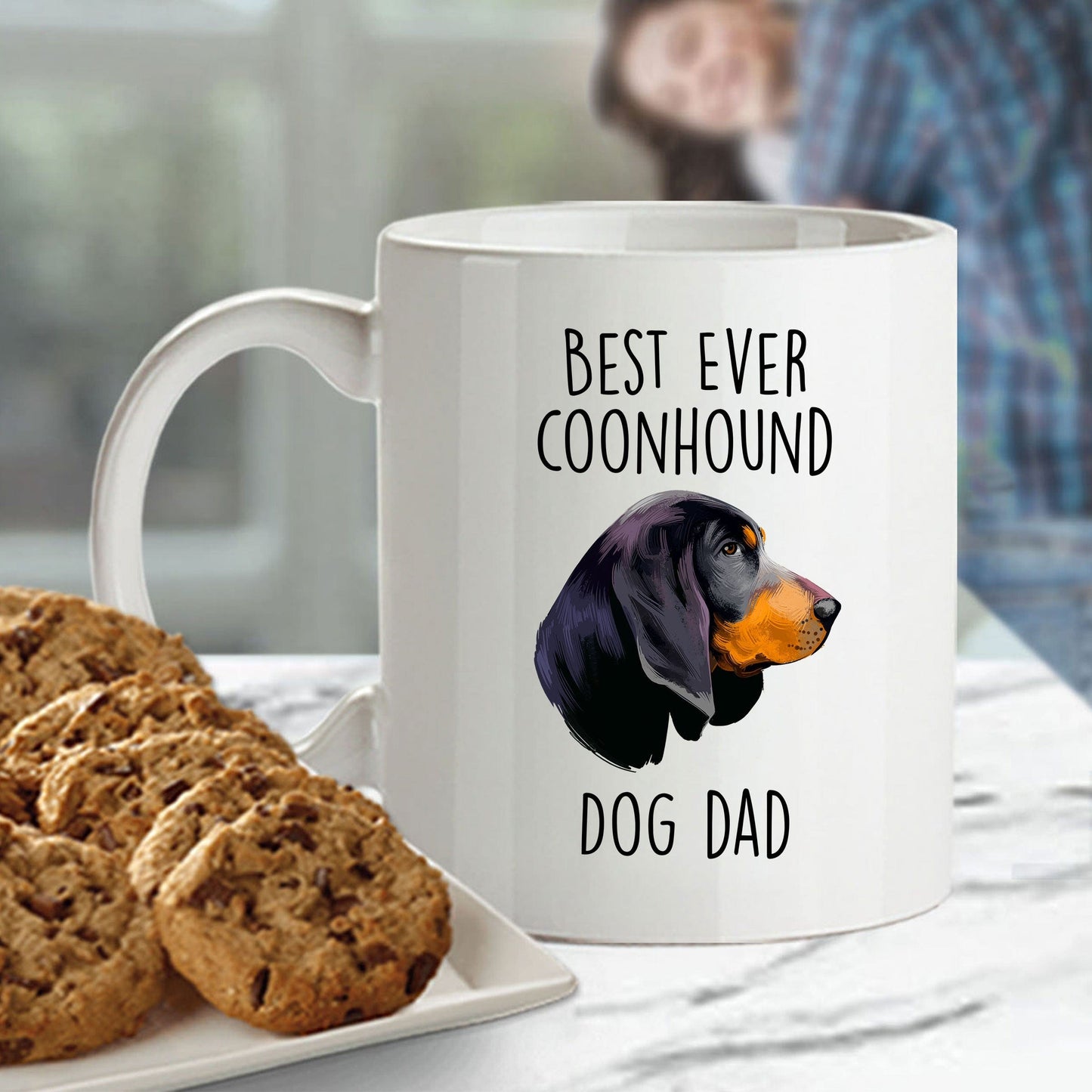 Black and Tan Coonhound Best Dog Dad Ever Custom Ceramic Coffee Mug