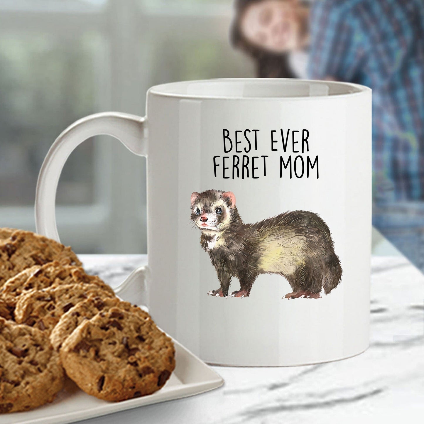 Ferret Best Ever Dad or Mom Custom Ceramic Coffee Mug