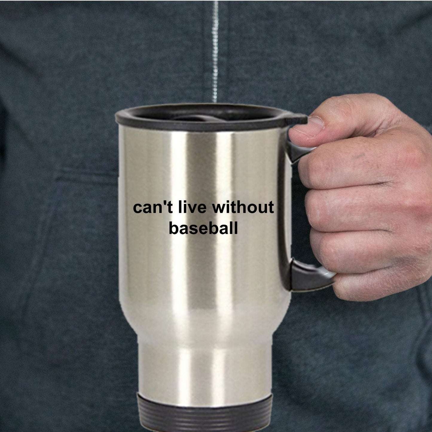Baseball Sports Fan Travel Mug - Can't Live Without Baseball