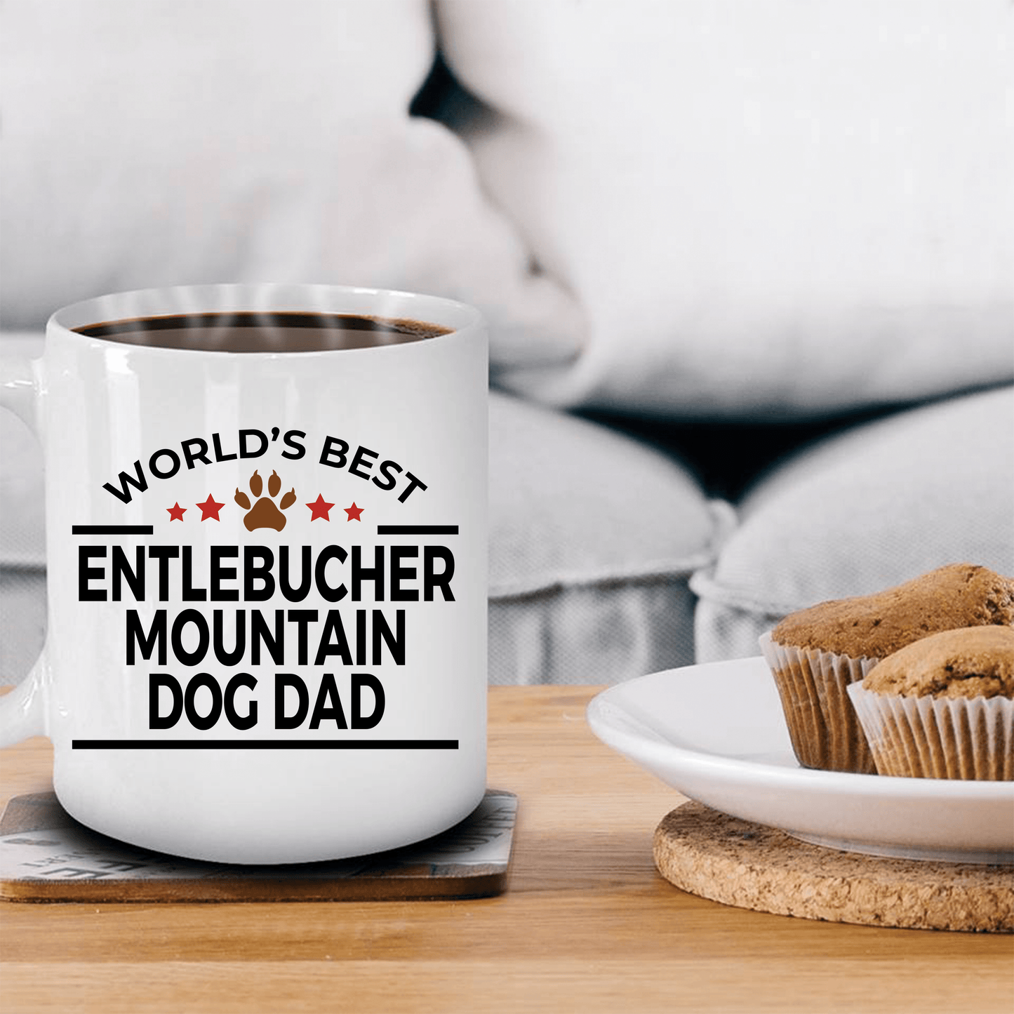 Entlebucher Mountain Dog Lover Gift World's Best Dad Birthday Father's Day White Ceramic Coffee Mug