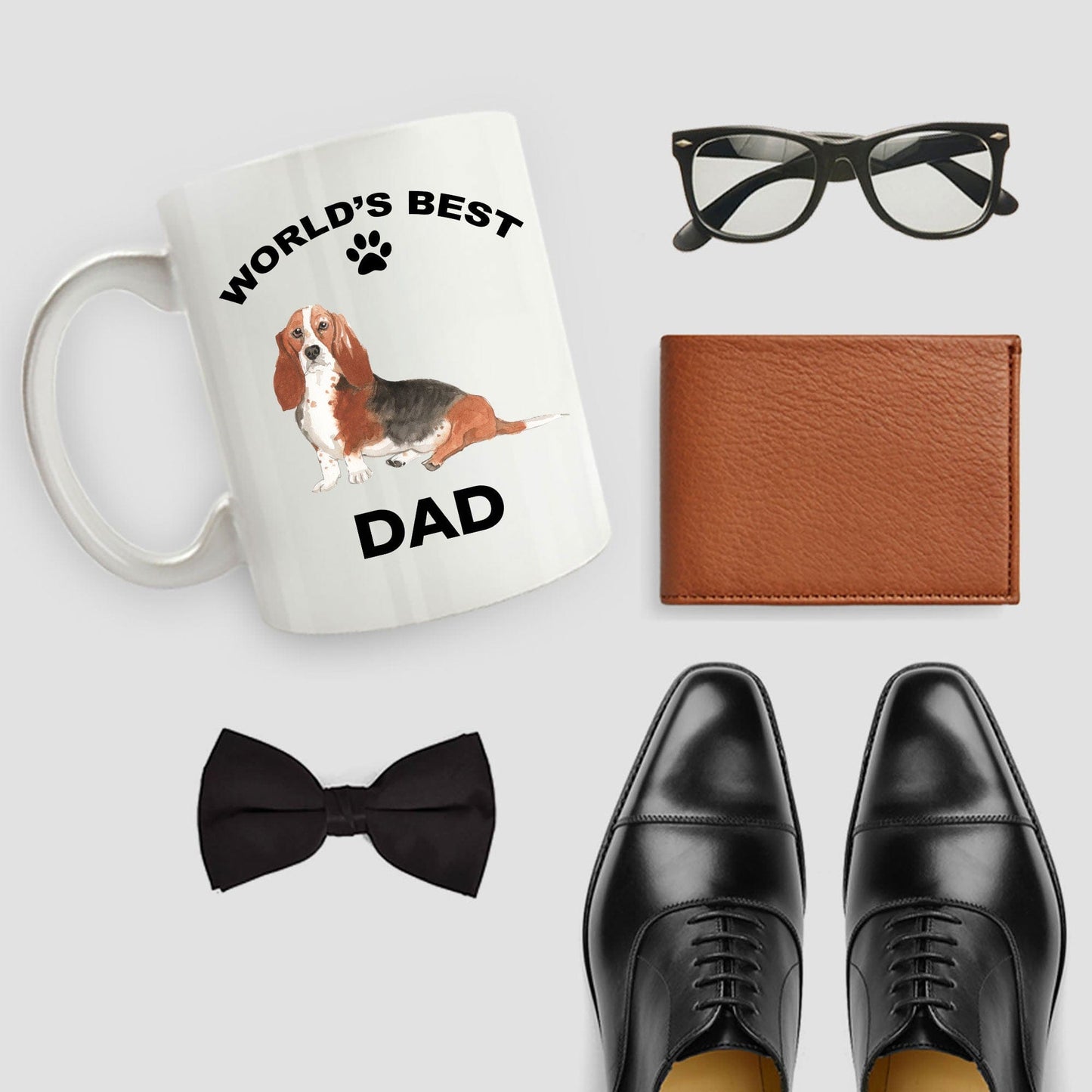 Basset Hound Best Dad Watercolor Print Coffee Mug