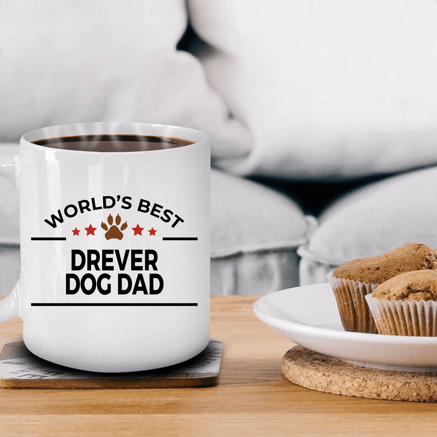 Drever Dog Lover Gift World's Best Dad Birthday Father's Day White Ceramic Coffee Mug