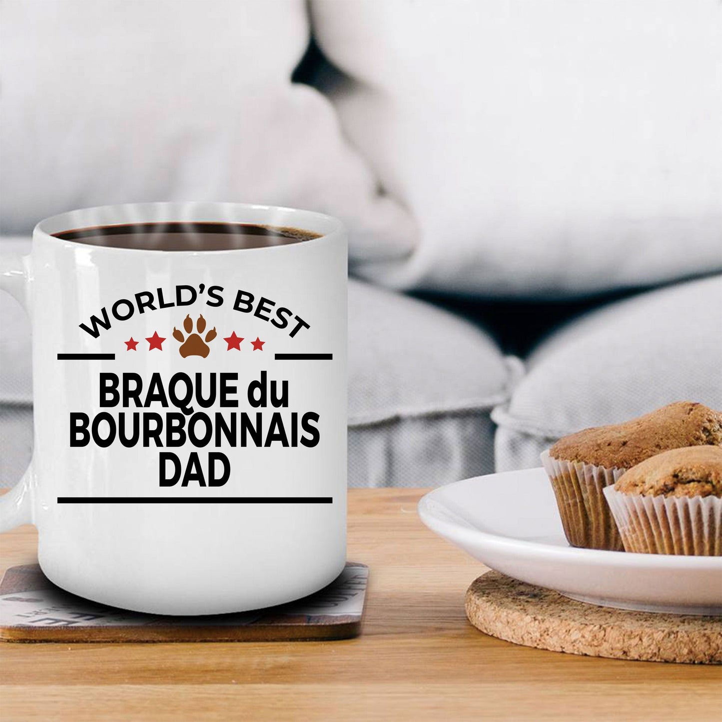 Braque du Bourbonnais Dog Lover Gift World's Best Dad Birthday Father's Day White Ceramic Coffee Mug