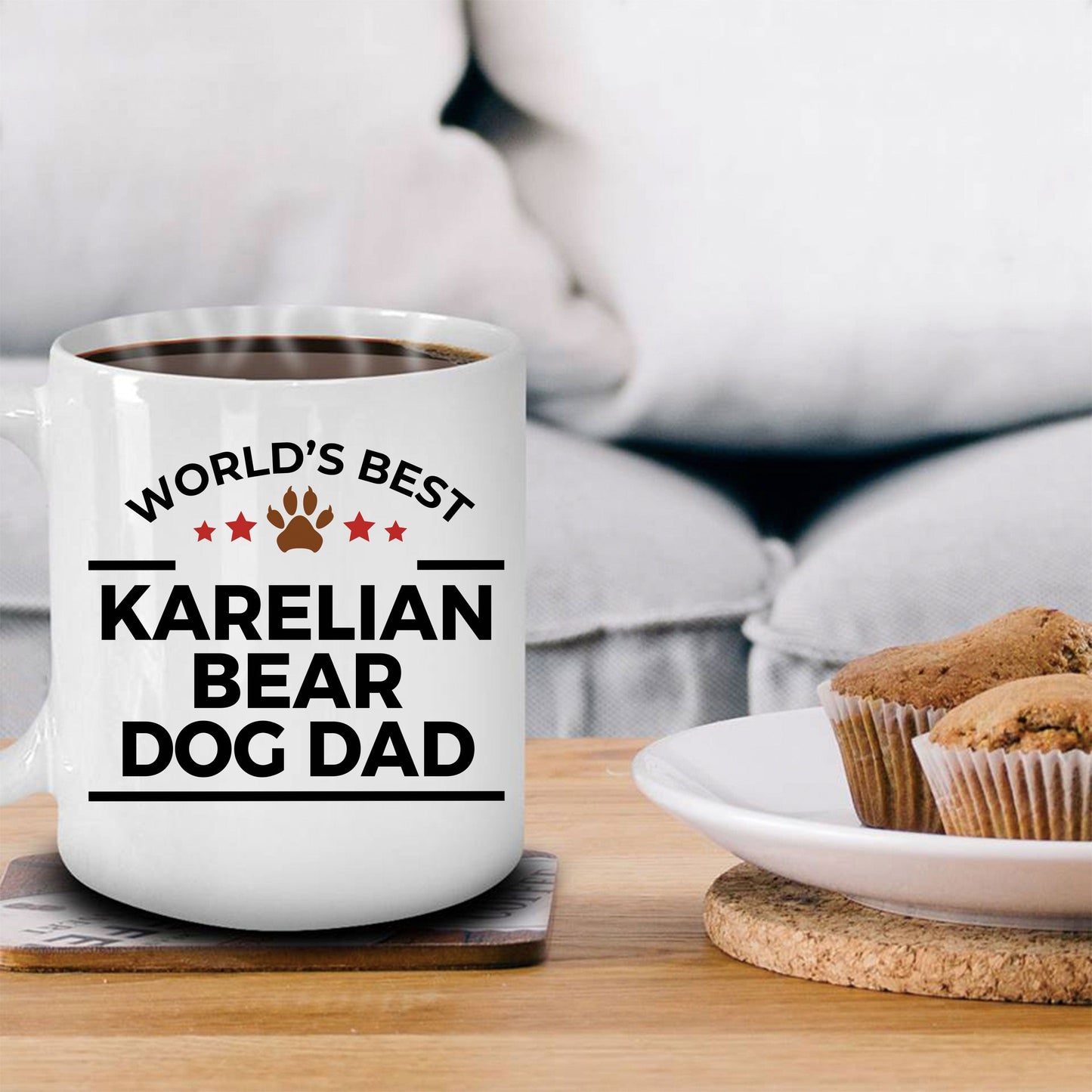 Karelian Bear Dog World's Best Dad Custom Ceramic Coffee Mug