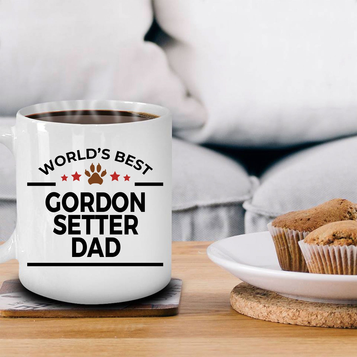 Gordon Setter Dog Lover Gift World's Best Dad Birthday Father's Day White Ceramic Coffee Mug