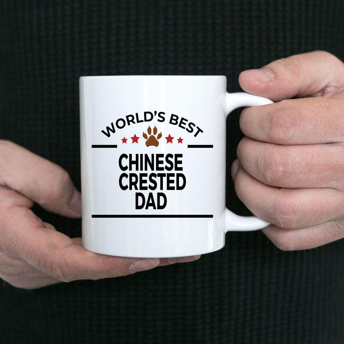 Chinese Crested Dog Lover Gift World's Best Dad Birthday Father's Day White Ceramic Coffee Mug