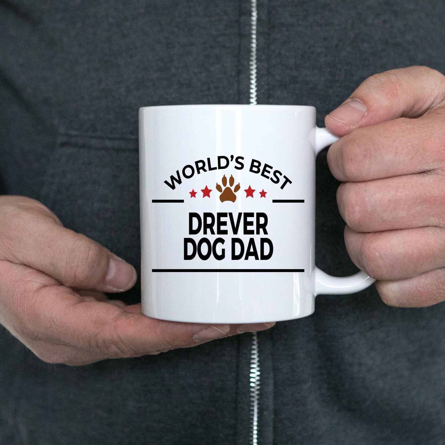 Drever Dog Lover Gift World's Best Dad Birthday Father's Day White Ceramic Coffee Mug