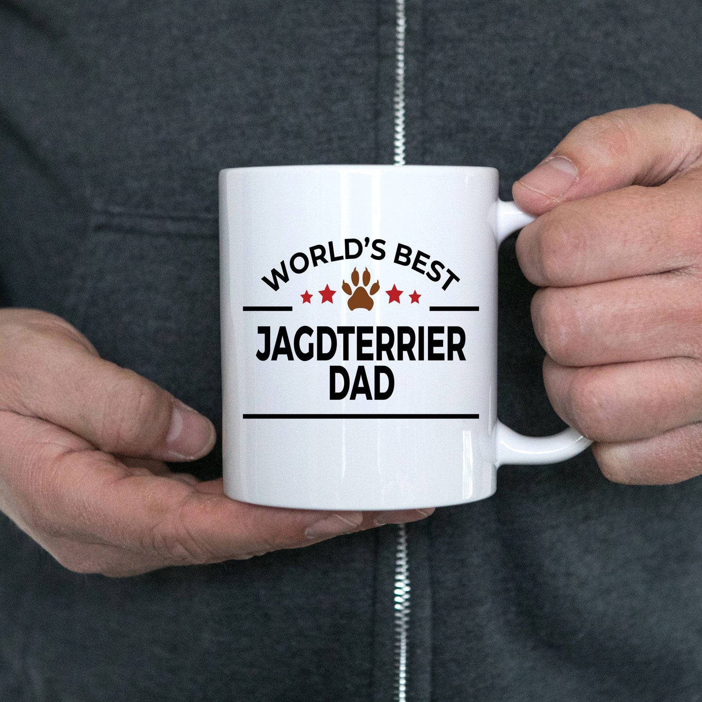 Jagdterrier Dog Lover Gift World's Best Dad Birthday Father's Day White Ceramic Coffee Mug