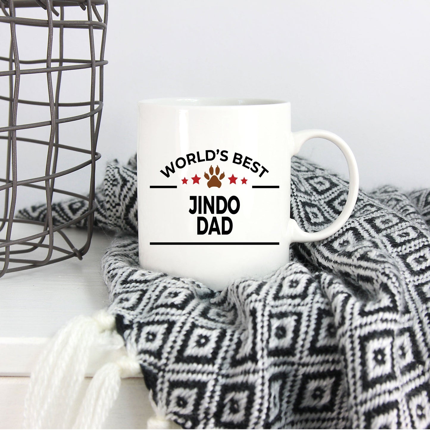 Jindo Dog Lover Gift World's Best Dad Birthday Father's Day White Ceramic Coffee Mug