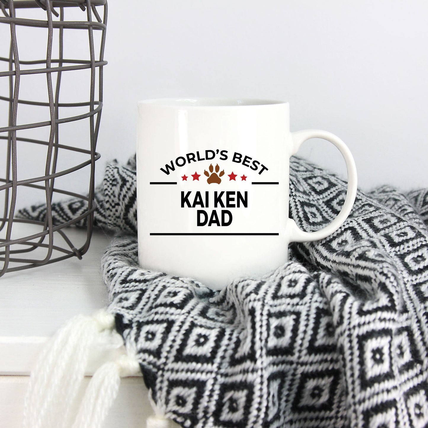 Kai Ken Dog Lover Gift World's Best Dad Birthday Father's Day White Ceramic Coffee Mug