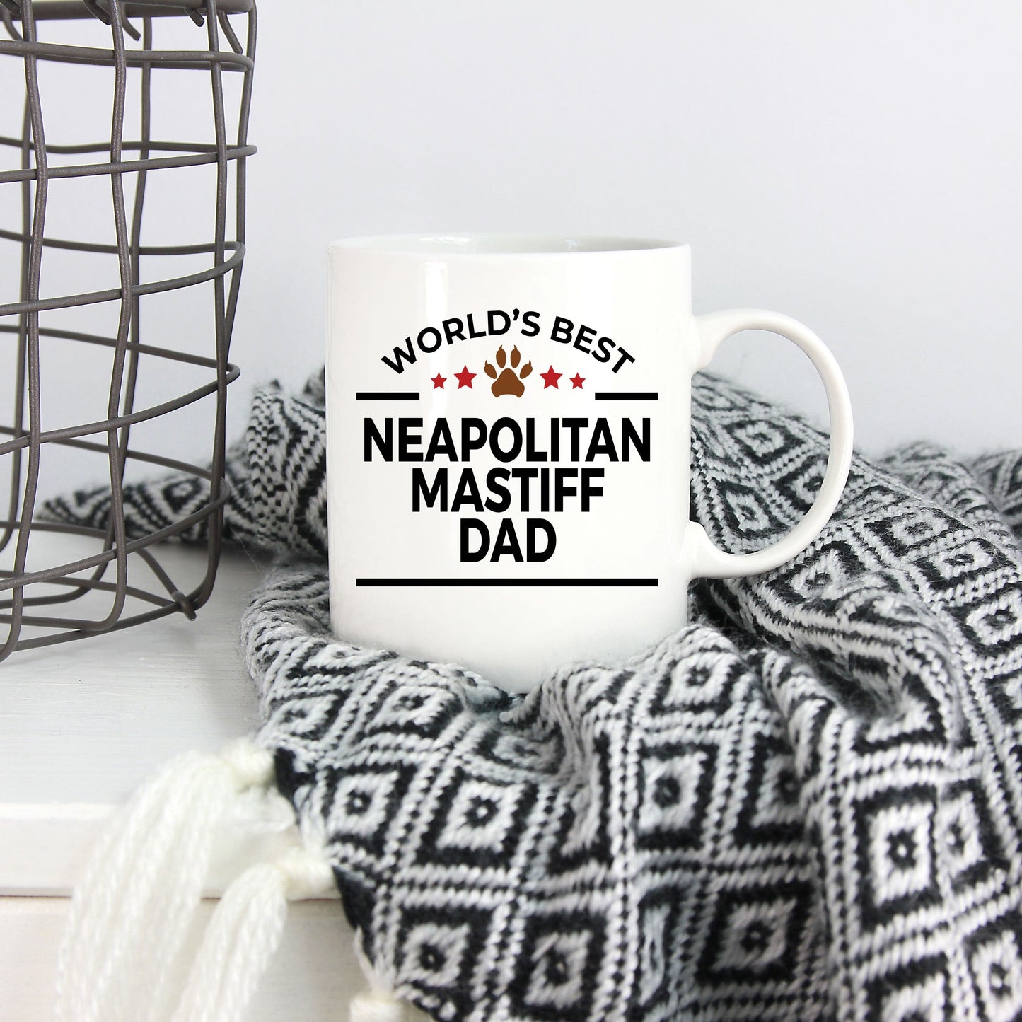 Neapolitan Mastiff Dog Lover Gift World's Best Dad Birthday Father's Day White Ceramic Coffee Mug