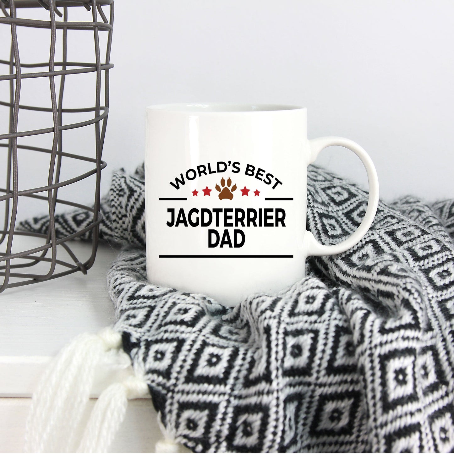 Jagdterrier Dog Lover Gift World's Best Dad Birthday Father's Day White Ceramic Coffee Mug