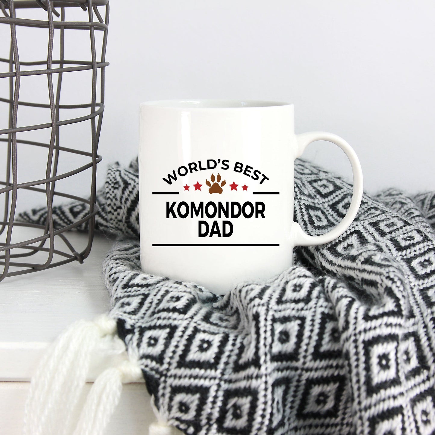 Komondor Dog Lover Gift World's Best Dad Birthday Father's Day White Ceramic Coffee Mug