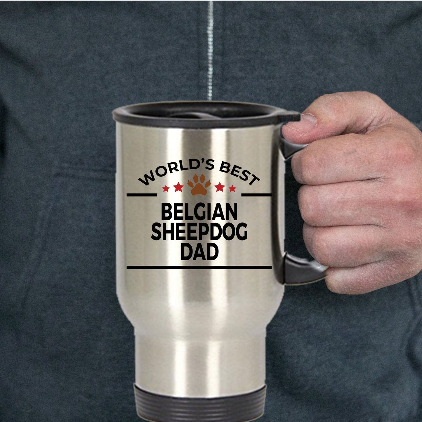 Belgian Sheepdog Dog Dad Travel Coffee Mug