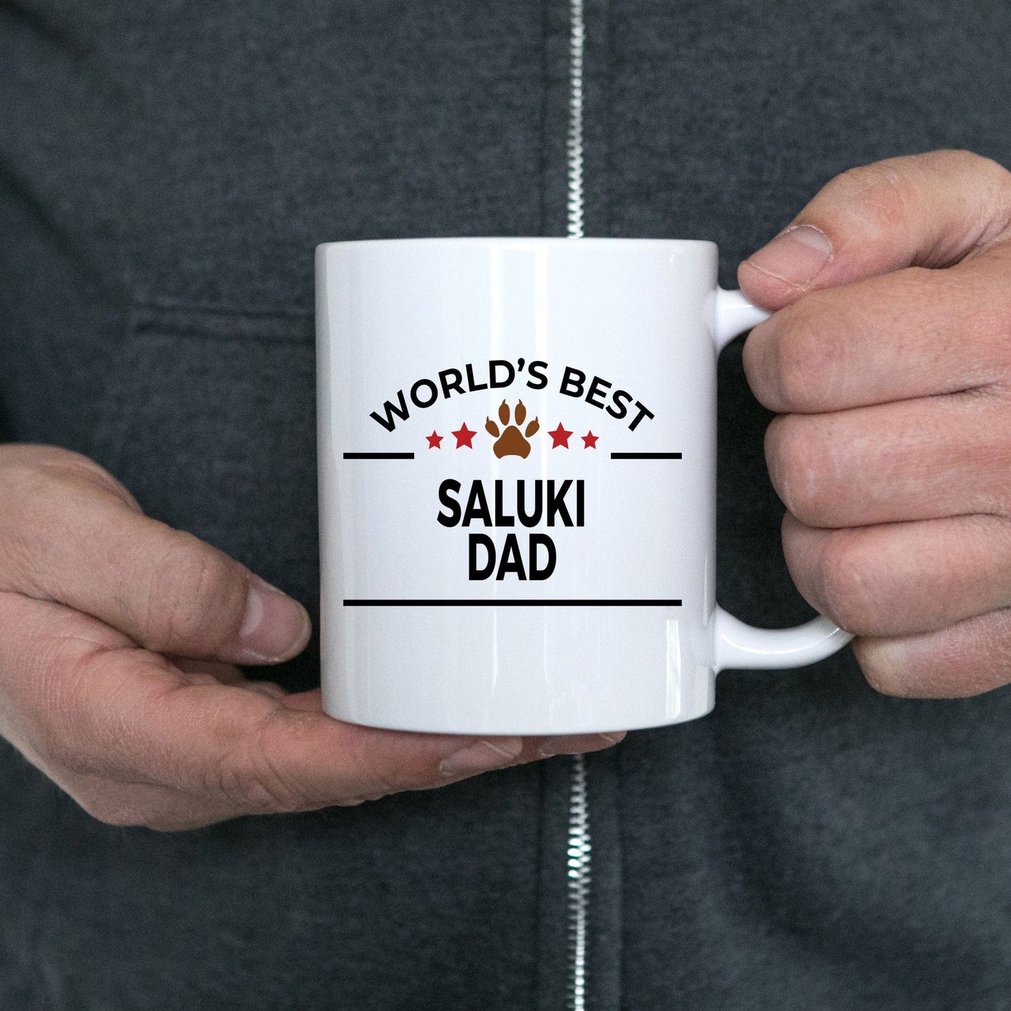 Saluki Dog Lover Gift World's Best Dad Birthday Father's Day White Ceramic Coffee Mug