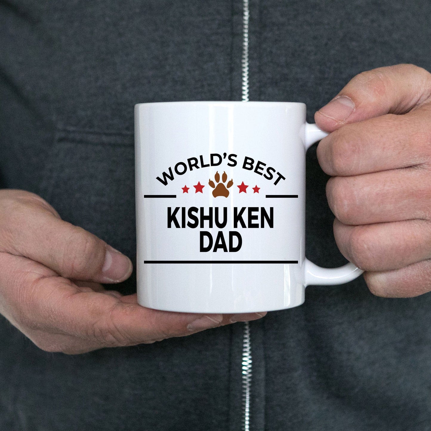 Kishu Ken Dog Lover Gift World's Best Dad Birthday Father's Day White Ceramic Coffee Mug