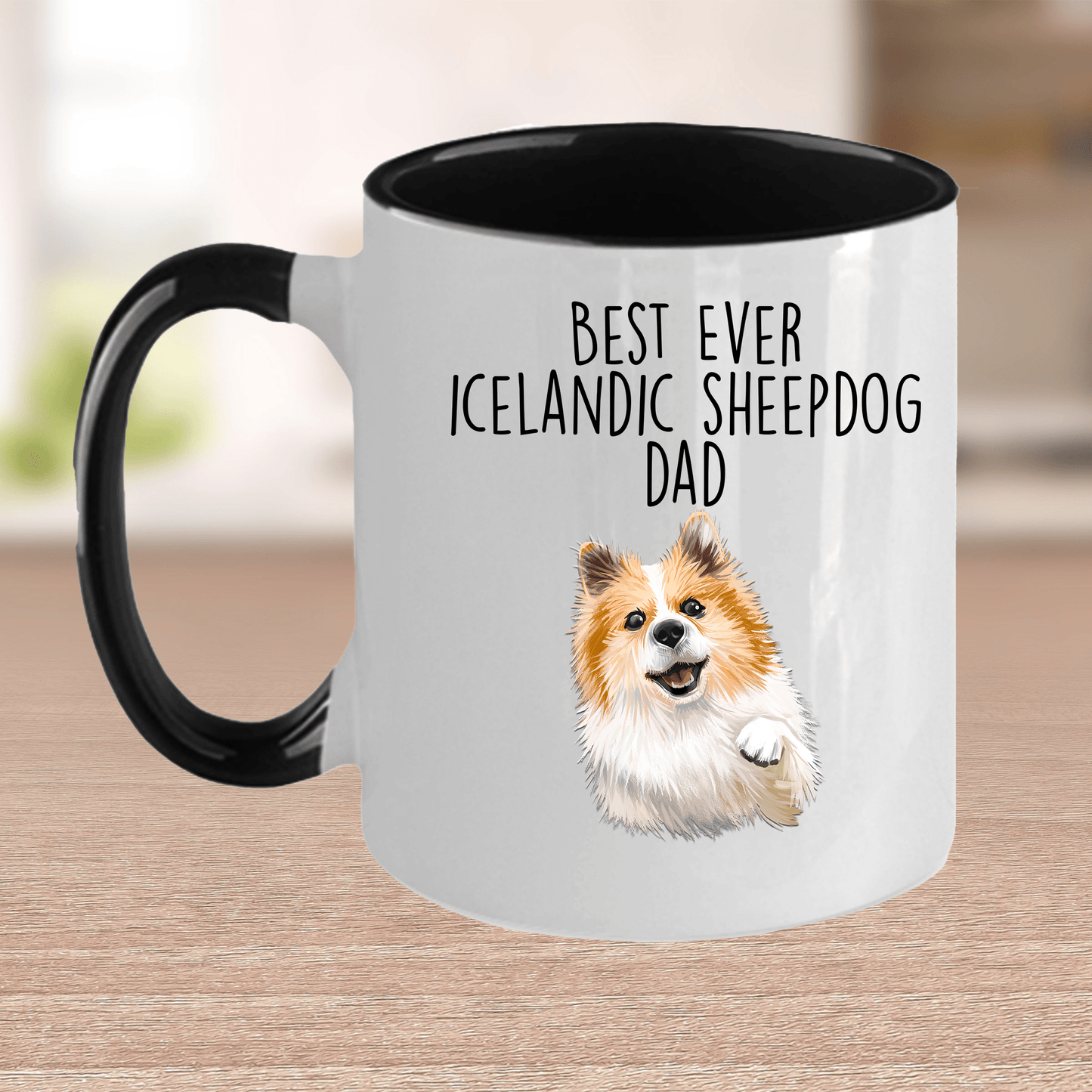 Icelandic Sheepdog World's Best Dog Dad Ceramic Coffee Mug