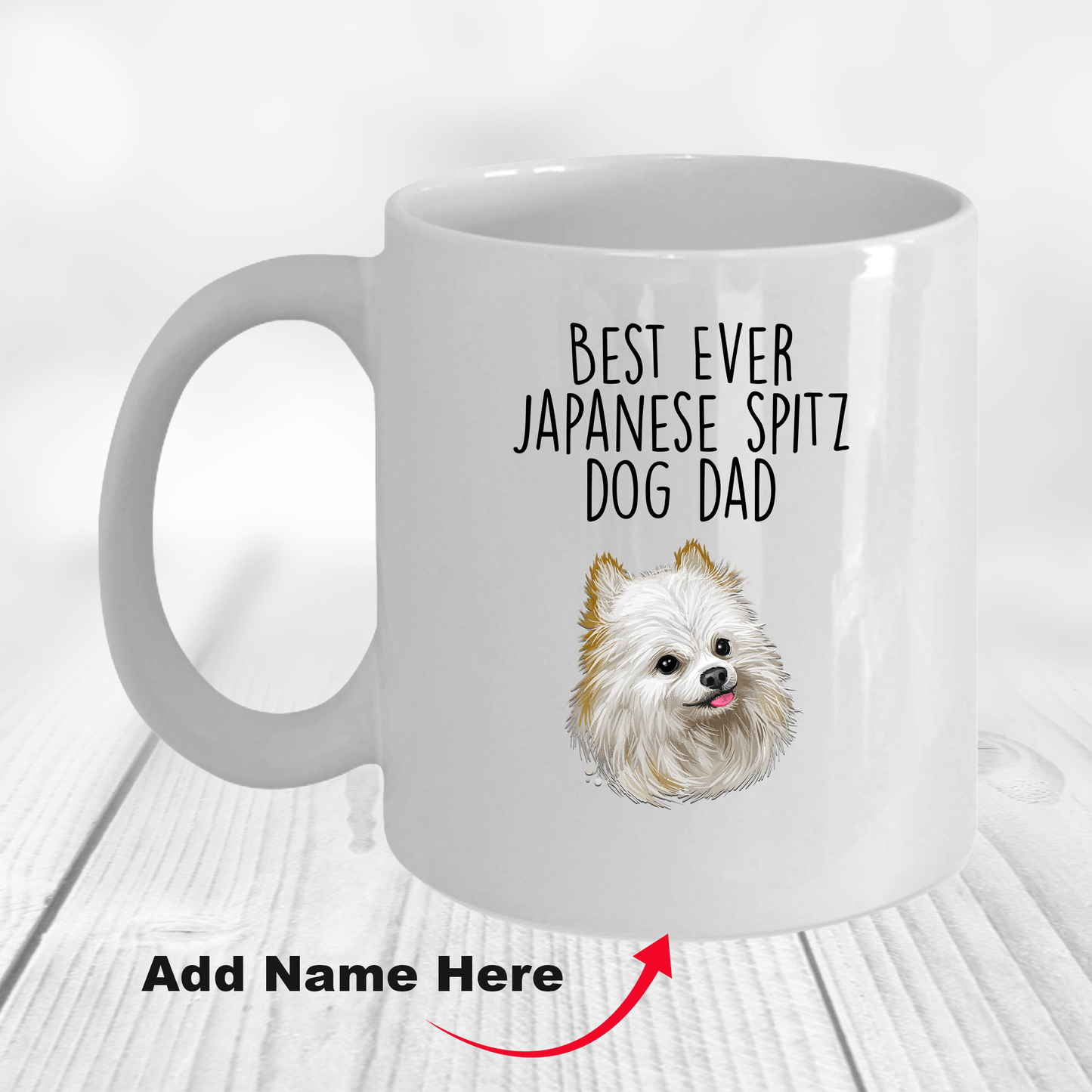 Japanese Spitz World's Best Dog Dad Ceramic Coffee Mug