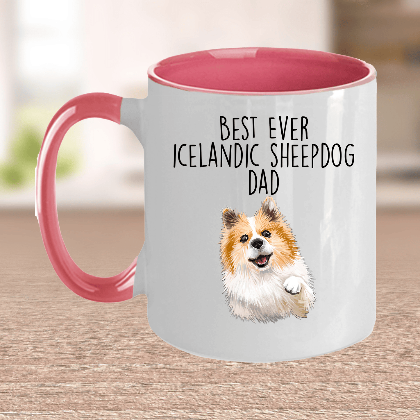 Icelandic Sheepdog World's Best Dog Dad Ceramic Coffee Mug