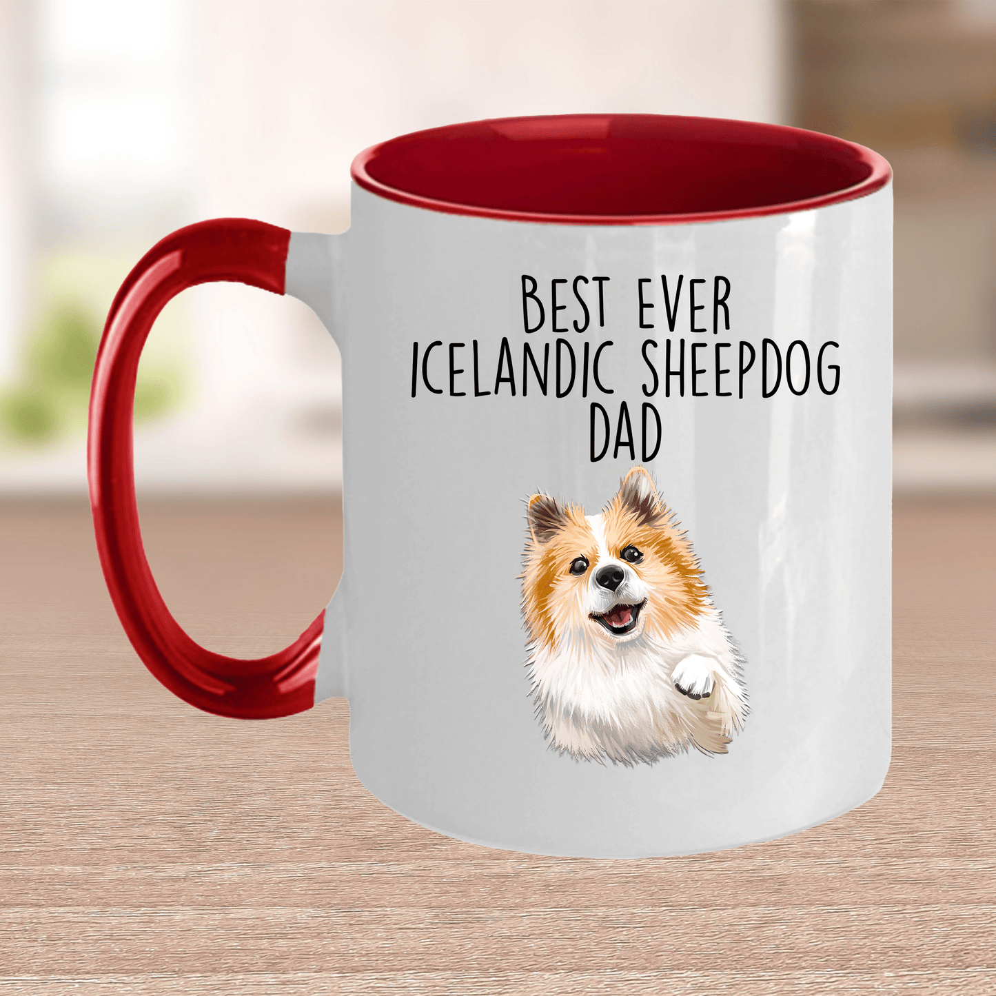 Icelandic Sheepdog World's Best Dog Dad Ceramic Coffee Mug