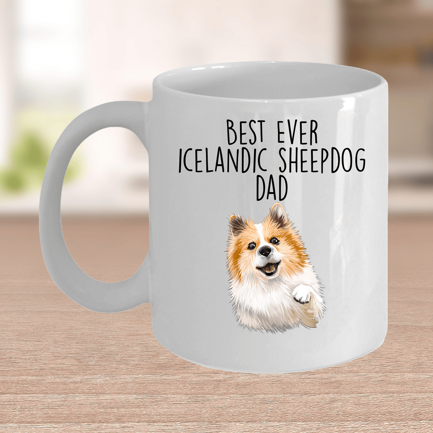 Icelandic Sheepdog World's Best Dog Dad Ceramic Coffee Mug