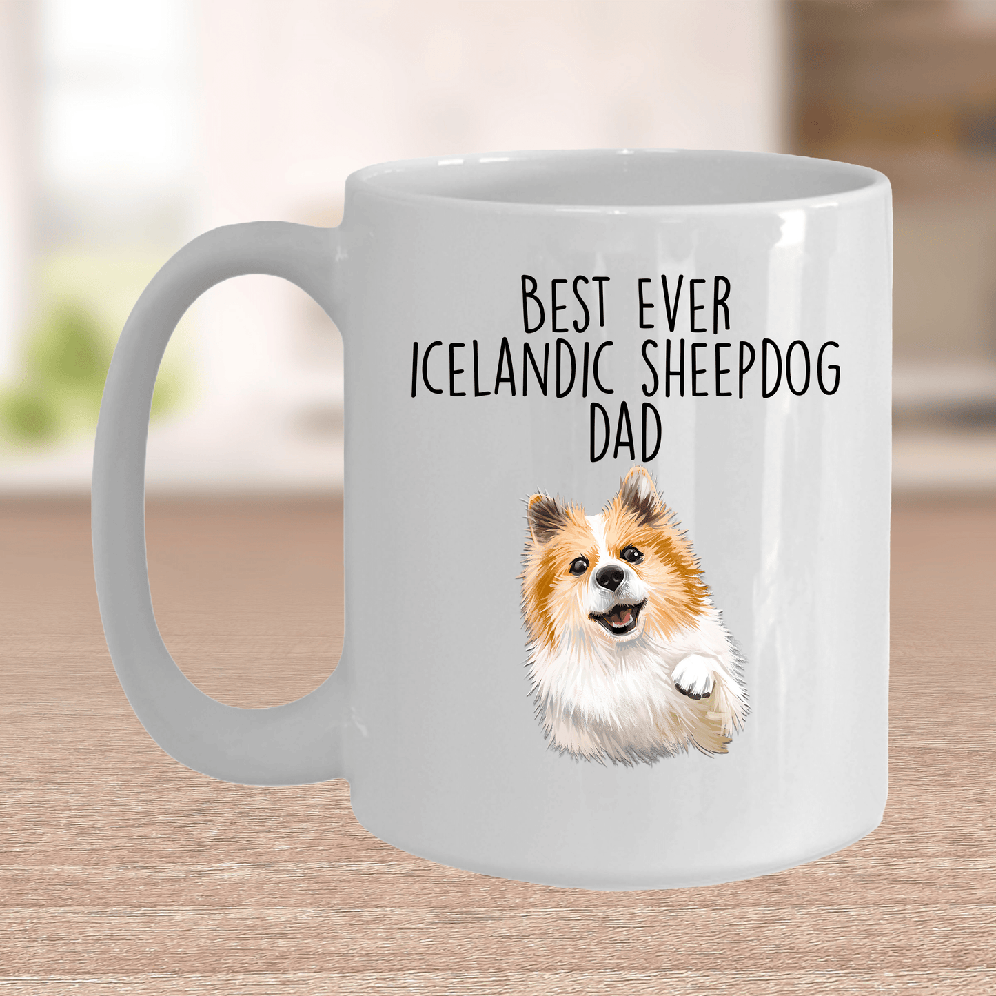 Icelandic Sheepdog World's Best Dog Dad Ceramic Coffee Mug