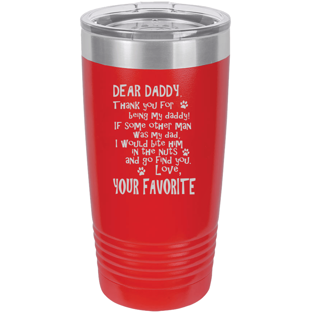 Funny Dog Dad Polar Camel - 20 oz Ringneck Tumbler {Laser Etched No Colored Art}