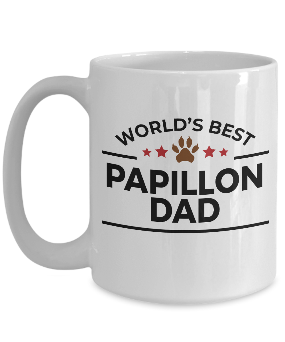 Papillon Dog Lover Gift World's Best Dad Birthday Father's Day White Ceramic Coffee Mug