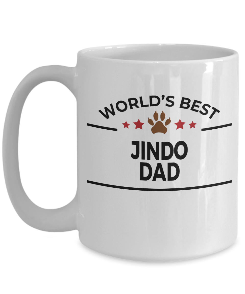 Jindo Dog Lover Gift World's Best Dad Birthday Father's Day White Ceramic Coffee Mug