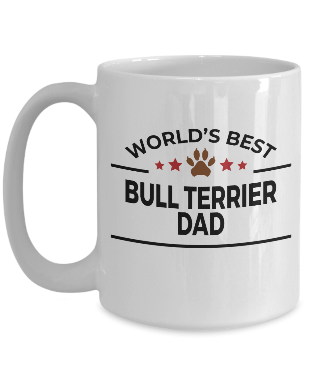 Bull Terrier Dog Lover Gift World's Best Dad Birthday Father's Day White Ceramic Coffee Mug