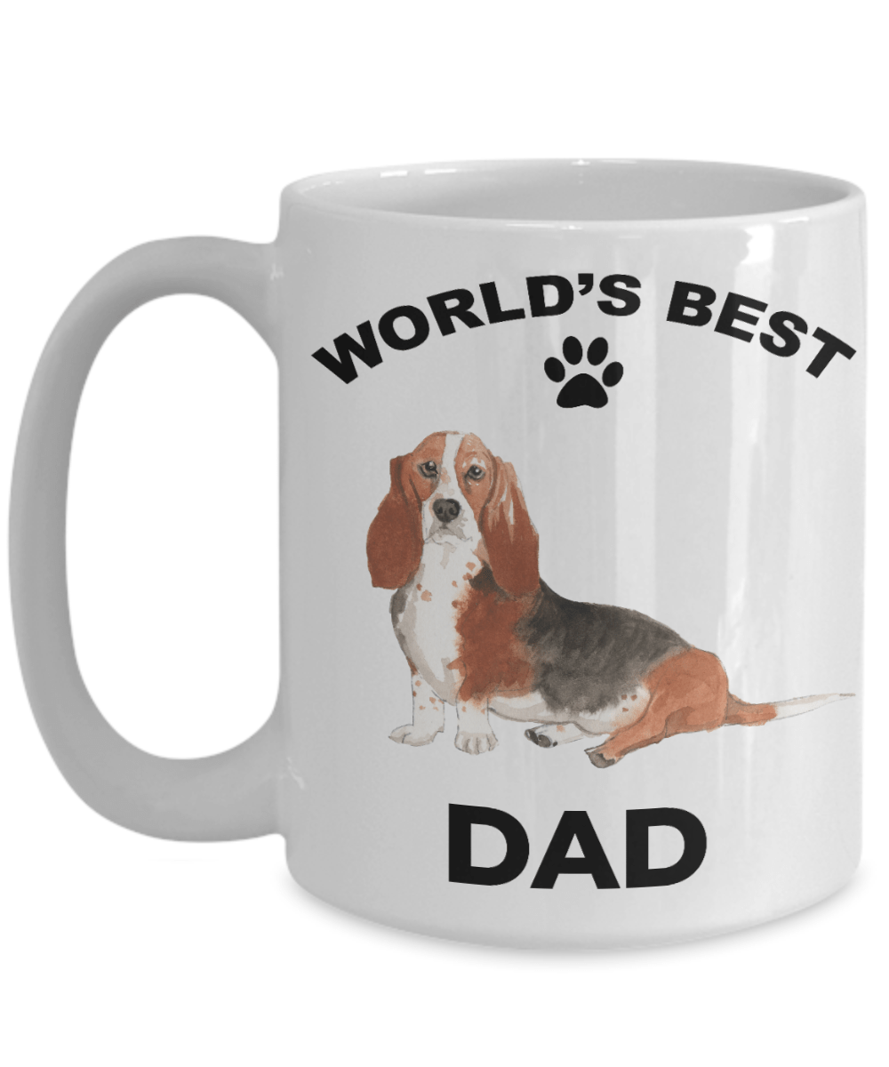 Basset Hound Best Dad Watercolor Print Coffee Mug