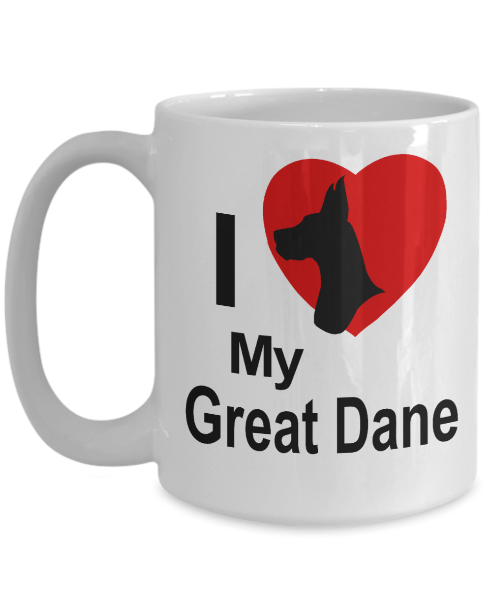 Love my Great Dane Dog White Ceramic Coffee Mug