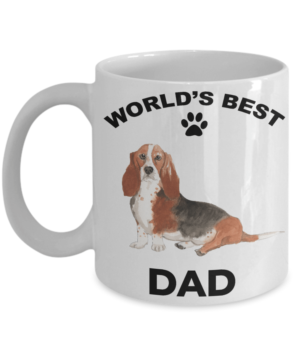 Basset Hound Best Dad Watercolor Print Coffee Mug