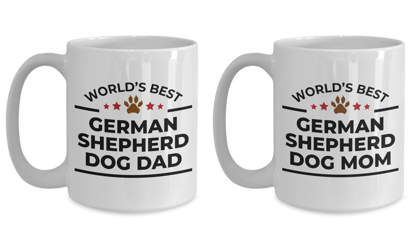 World's Best German Shepherd Dog Mom and Dad Couple Mugs- Set of 2