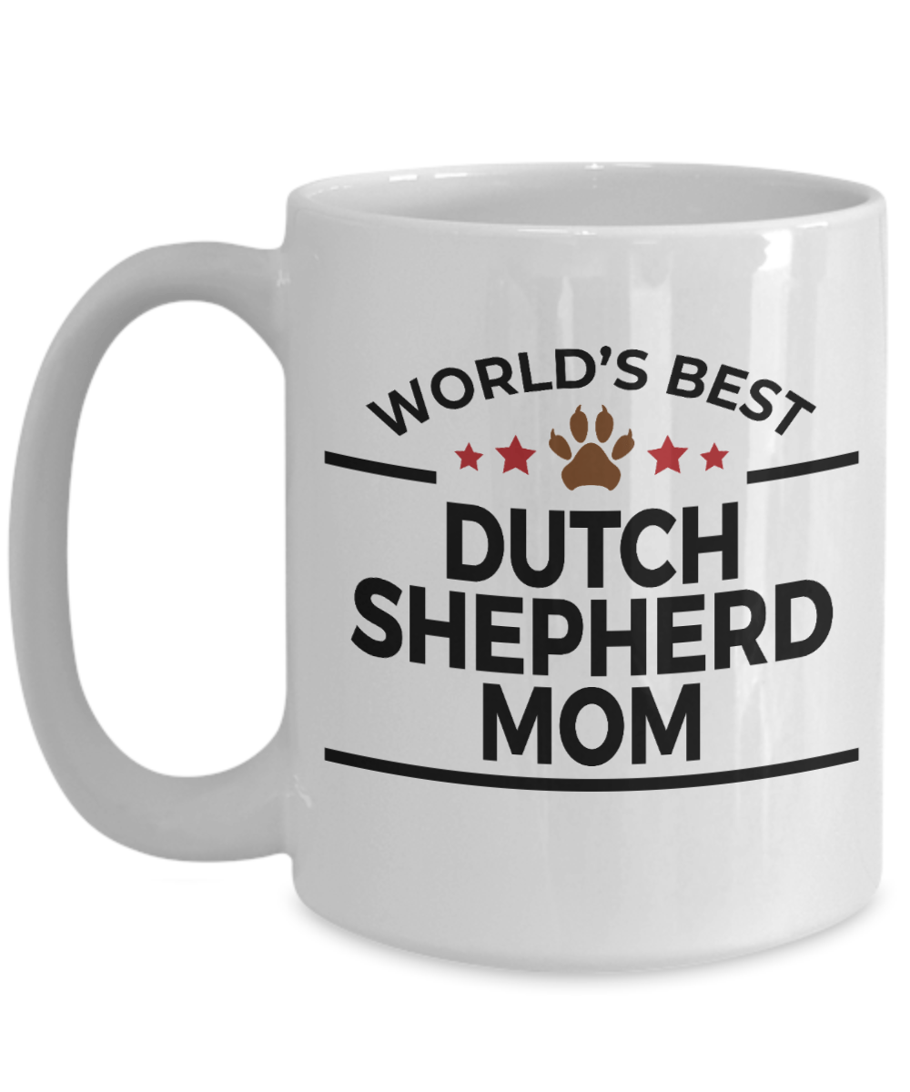 Dutch Shepherd Dog Lover Gift World's Best Mom Birthday Mother's Day White Ceramic Coffee Mug