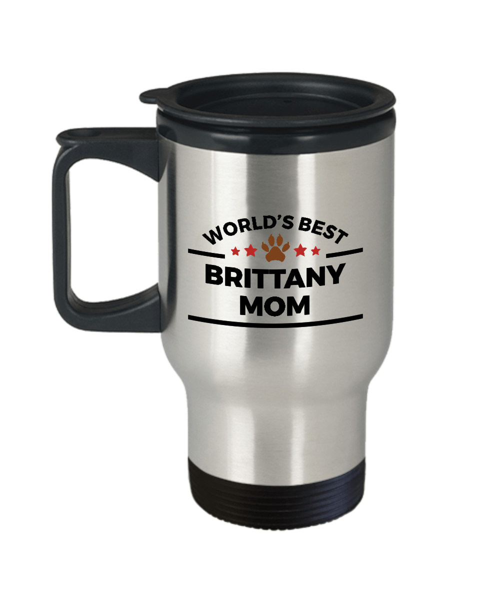 Brittany Dog Mom Travel Coffee Mug